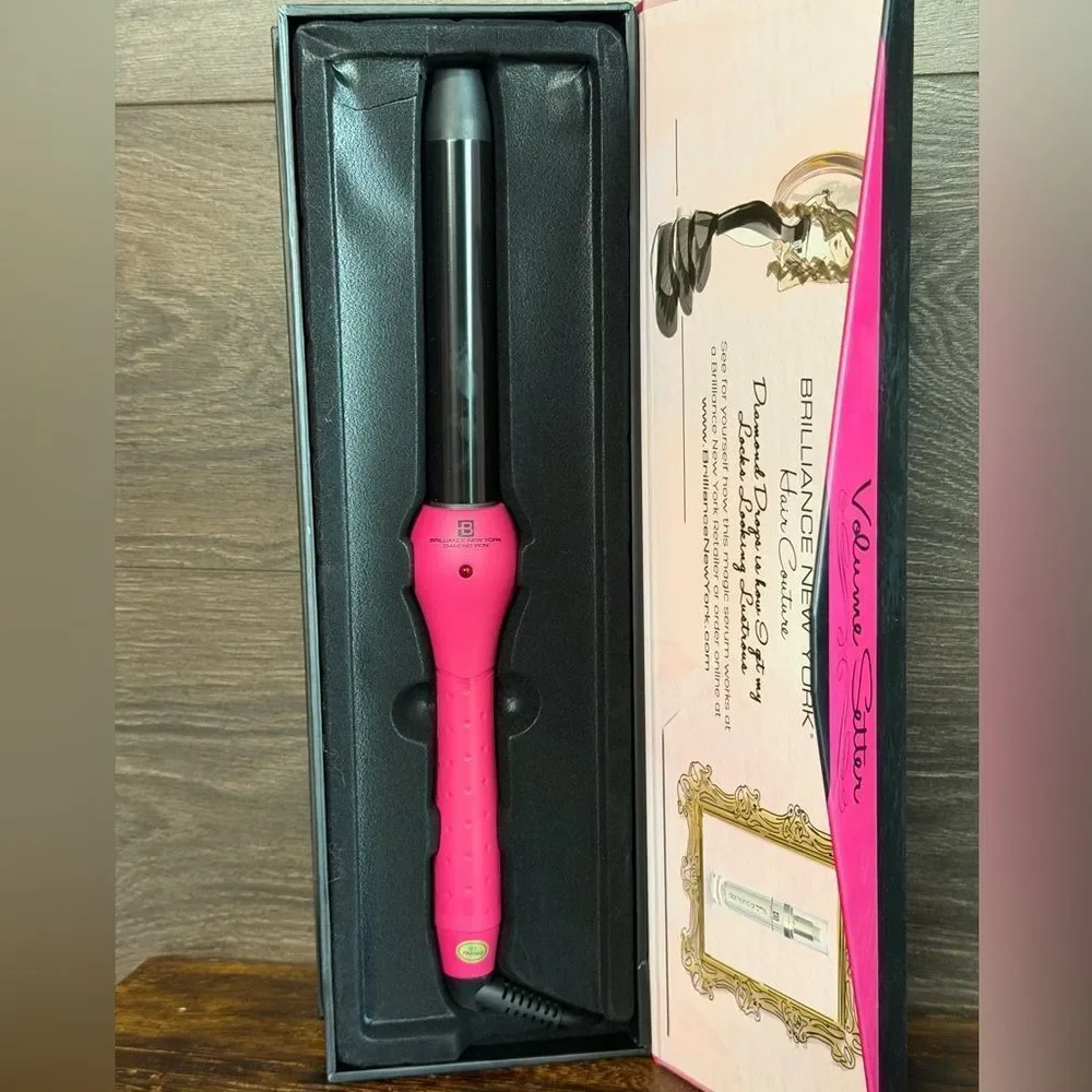 Brilliance New York 1” Pink Volume Setter Curling Wand NEW in Box
